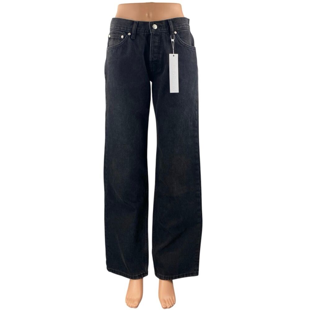 NEW BDenim Women's Black High Waisted Baggy Wide Leg Denim Jeans Size 24